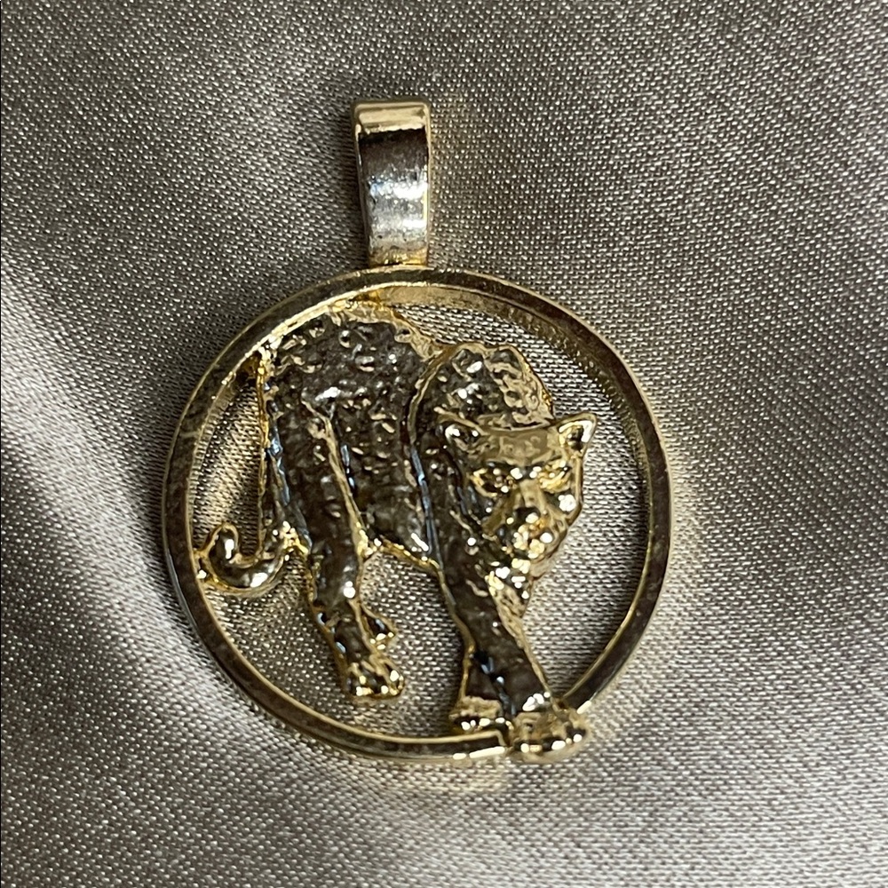 Elegant EFFY Gold Plated Walking Panther Pendant Circle - New Old Stock